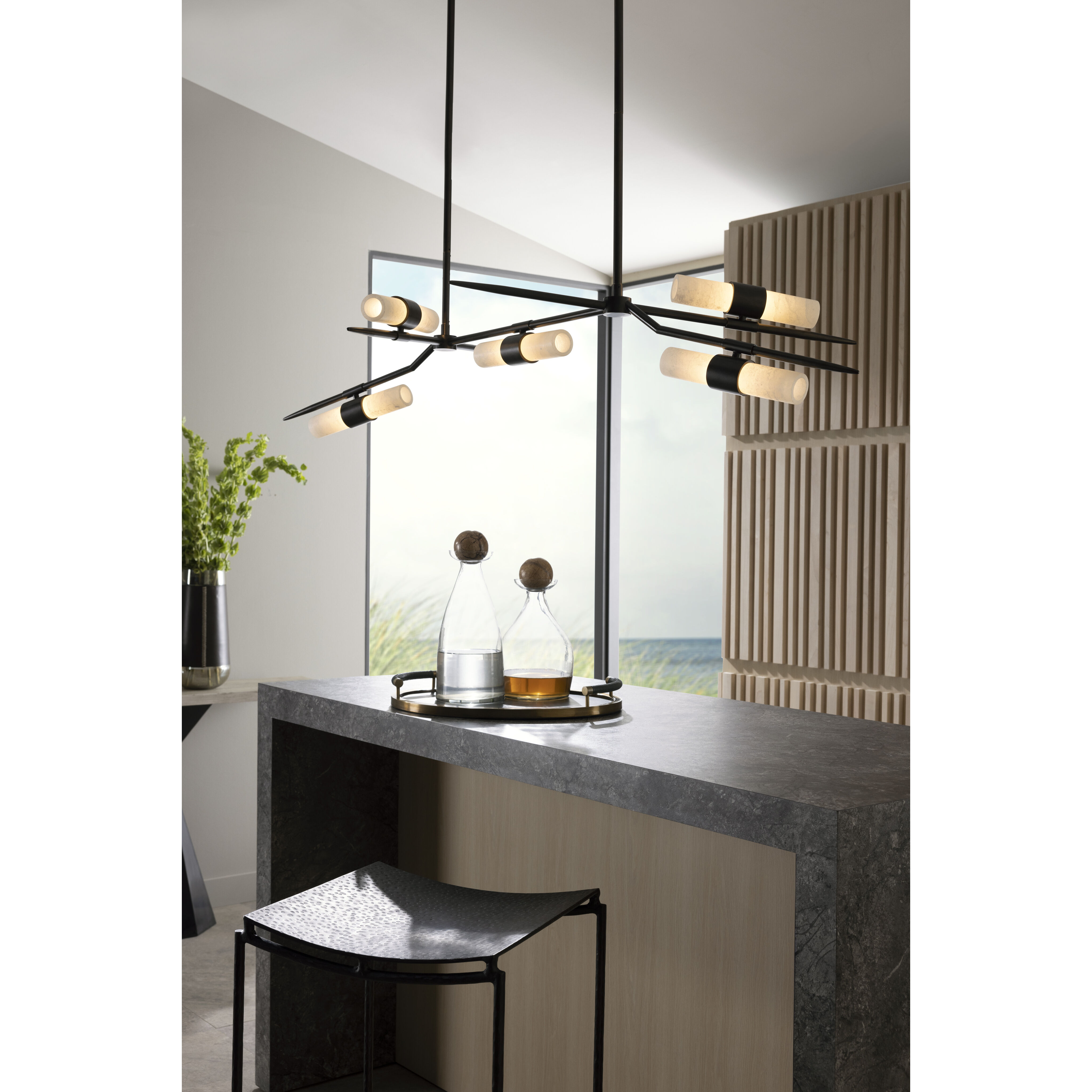 Travis 8 Light 62 inch English Bronze Linear Chandelier Ceiling Light